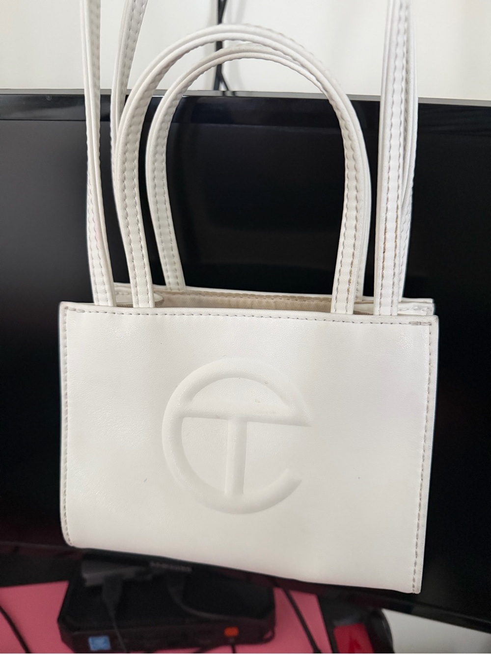 Telfar Small Mini Tote Shopping Bag White Handbag Crossbody
